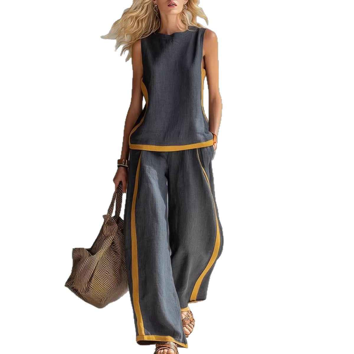 High-Waist Wide-Leg Casual Set