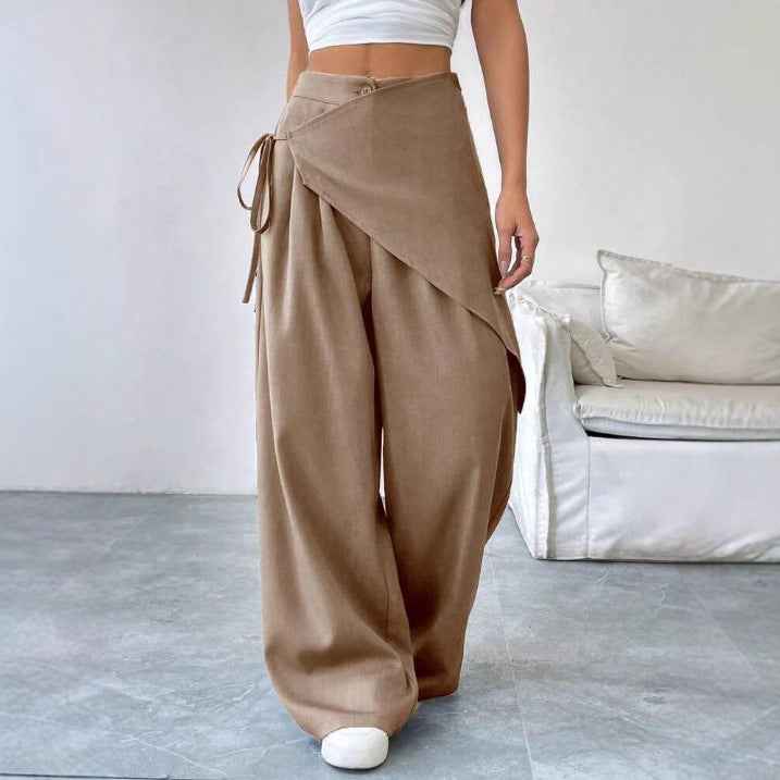 Women’s irregular wide-leg casual trousers