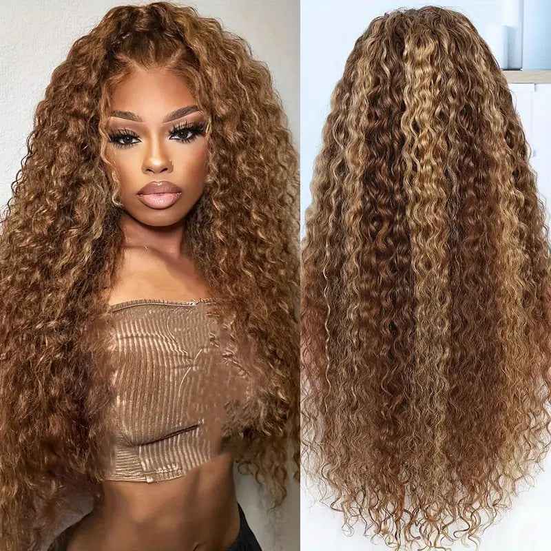 Medium Brown Mixed Color Curly Wig