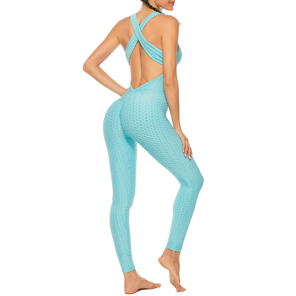 Bellanica - Sexy Backless Fitness Halter Jumpsuit