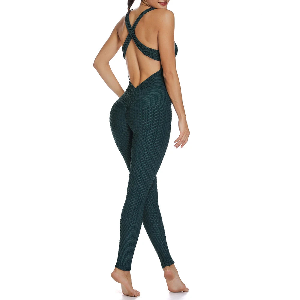 Bellanica - Sexy Backless Fitness Halter Jumpsuit