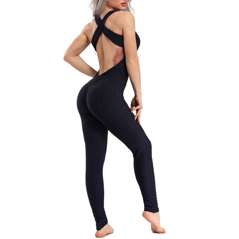 Bellanica - Sexy Backless Fitness Halter Jumpsuit