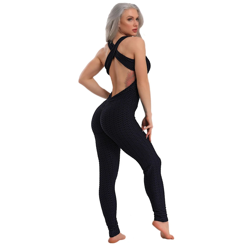 Bellanica - Sexy Backless Fitness Halter Jumpsuit