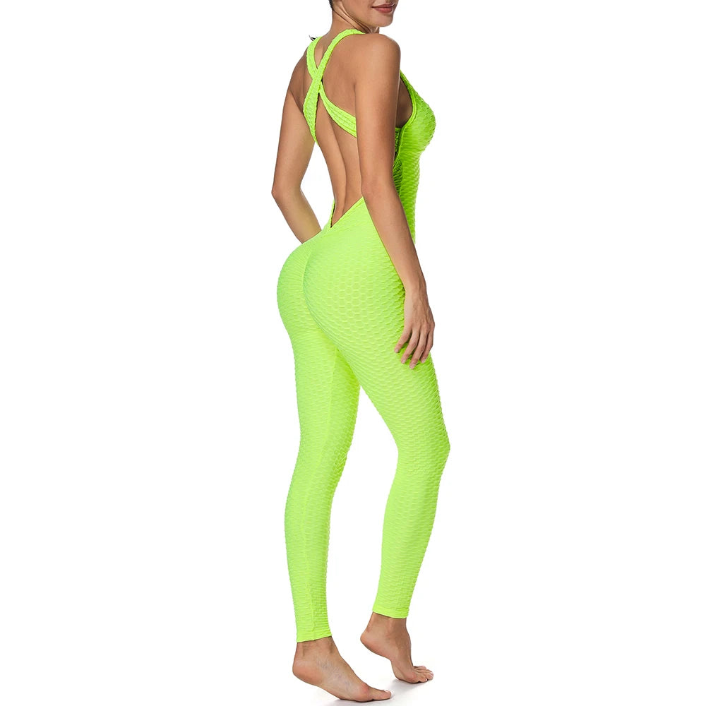 Bellanica - Sexy Backless Fitness Halter Jumpsuit