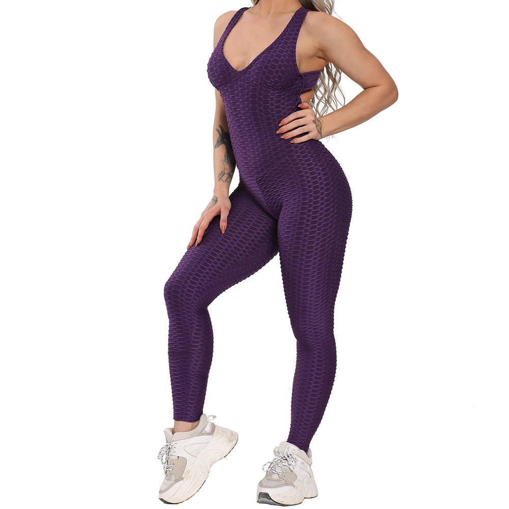 Bellanica - Sexy Backless Fitness Halter Jumpsuit