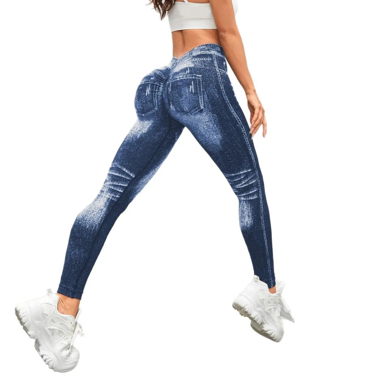Bellanica - Seamless Faux Jeans Fitness Leggings