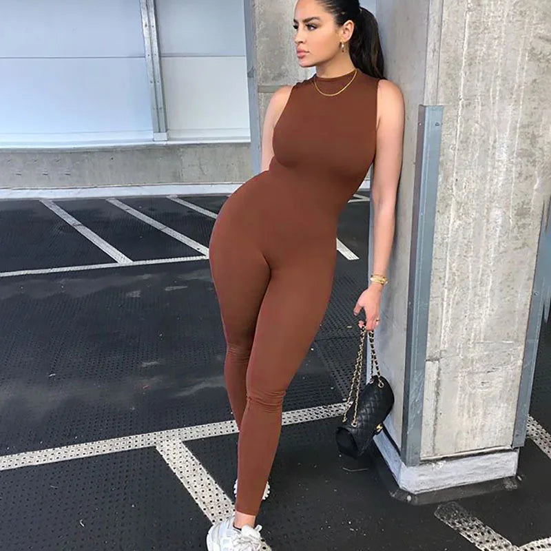 Bellanica - Slim Sleeveless Sporty Pencil Jumpsuit