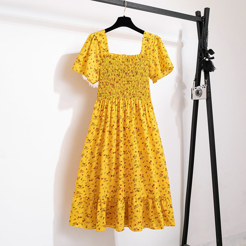 Bellanica - Floral Chiffon Pleated Midi Dress