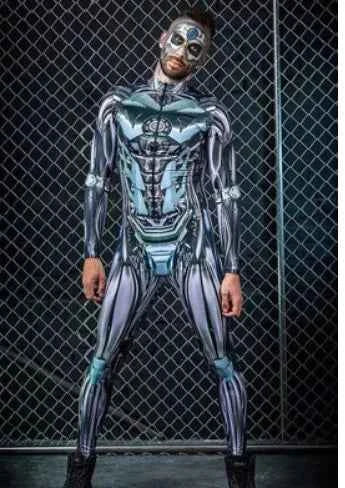 Cyberpunk Robot Skeleton Halloween Catsuit