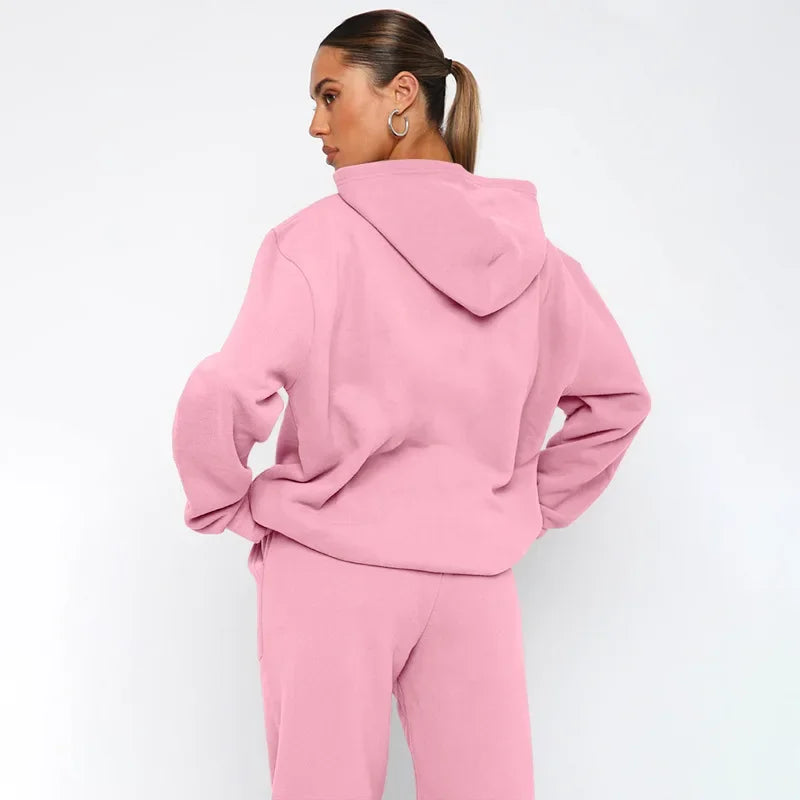 Bellanica - Women's Solid Hooded Sweatshirt Set