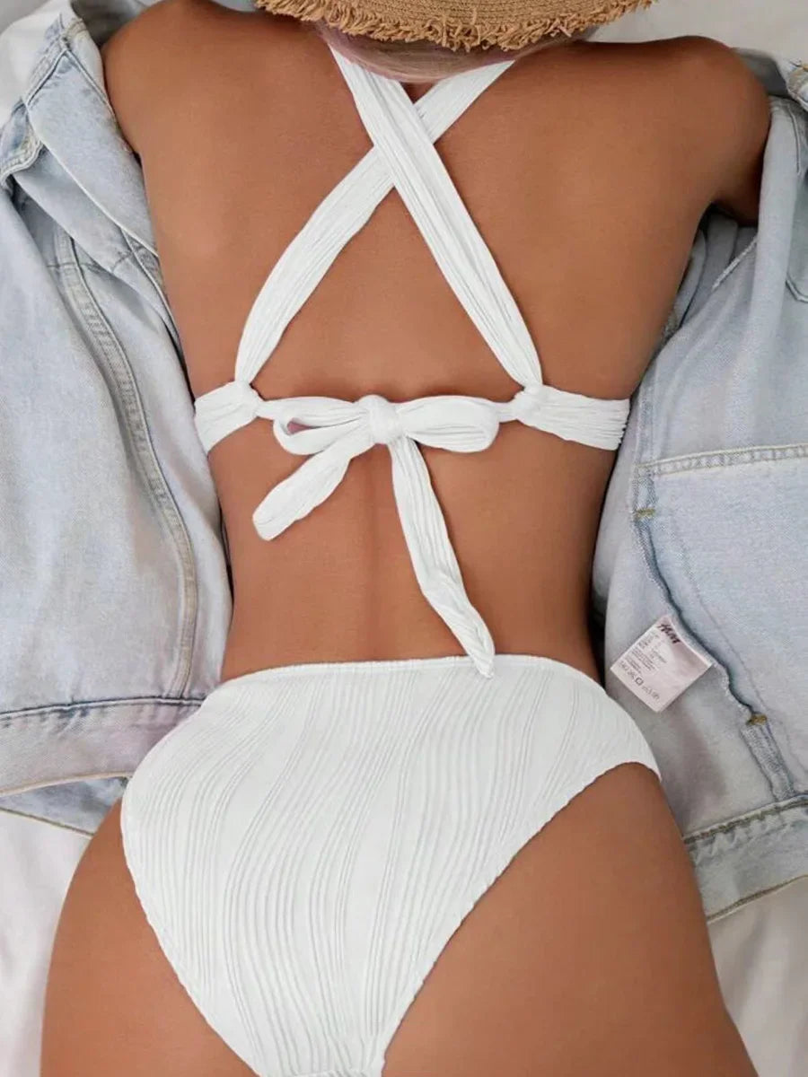 Bellanica - Crinkled High-Cut Bikini Set