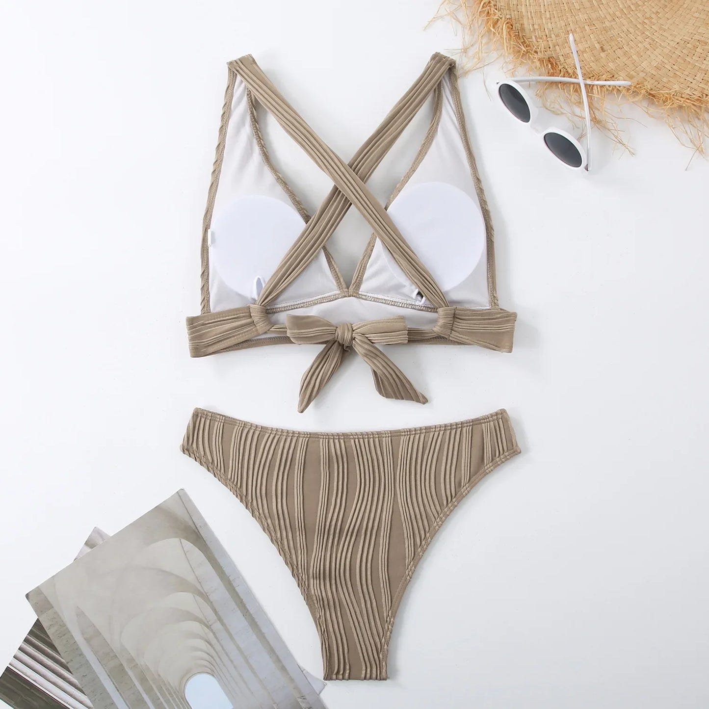 Bellanica - Crinkled High-Cut Bikini Set