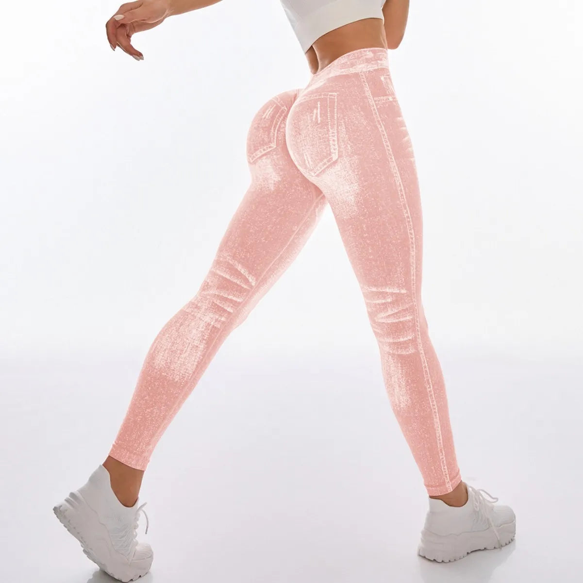Bellanica - Seamless Faux Jeans Fitness Leggings
