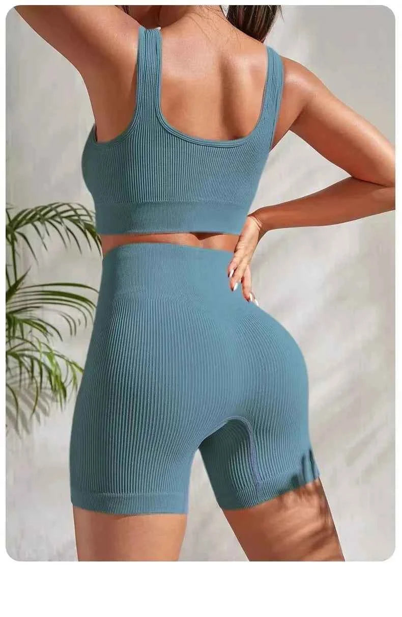 Ribbed Sports Bra & Shorts Set