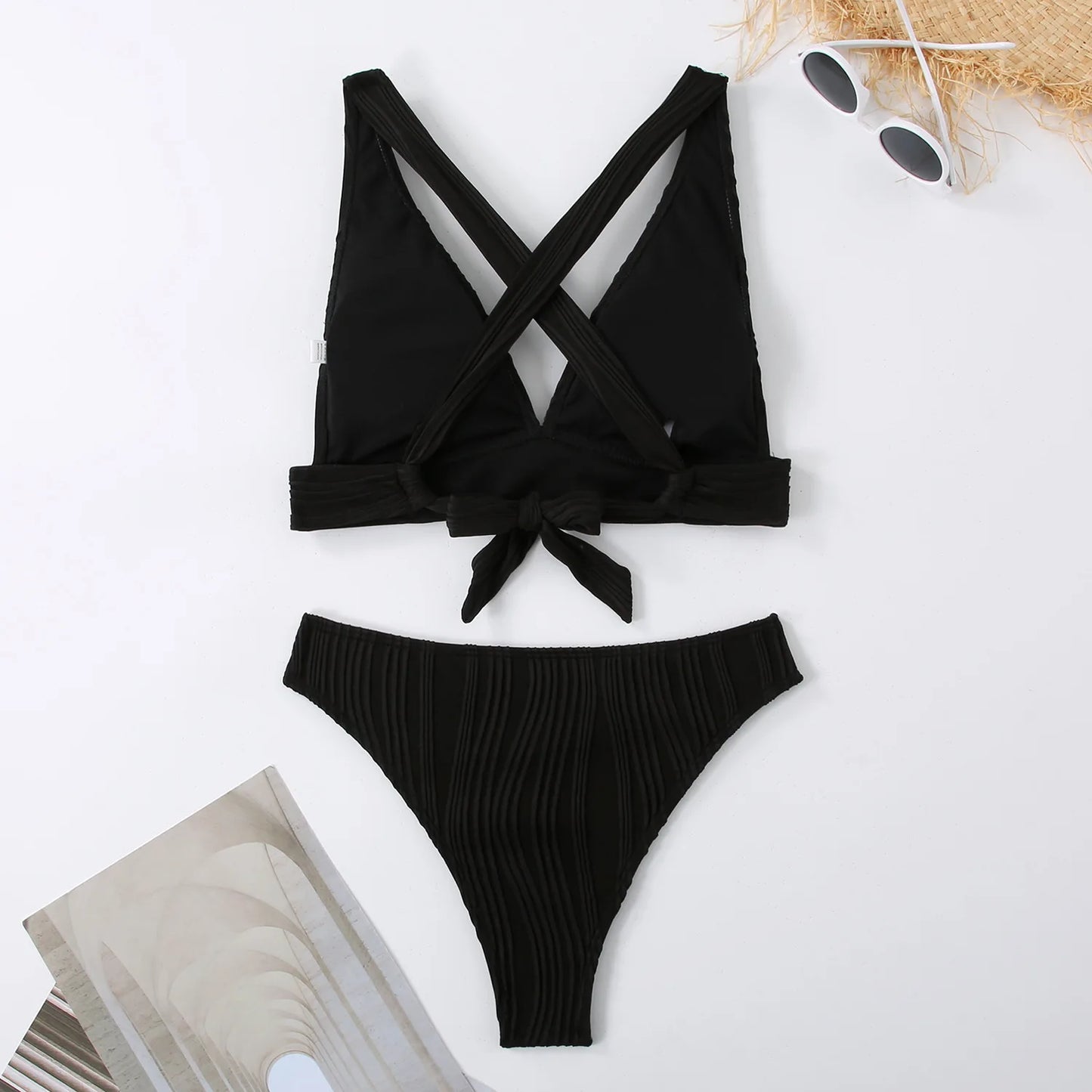 Bellanica - Crinkled High-Cut Bikini Set