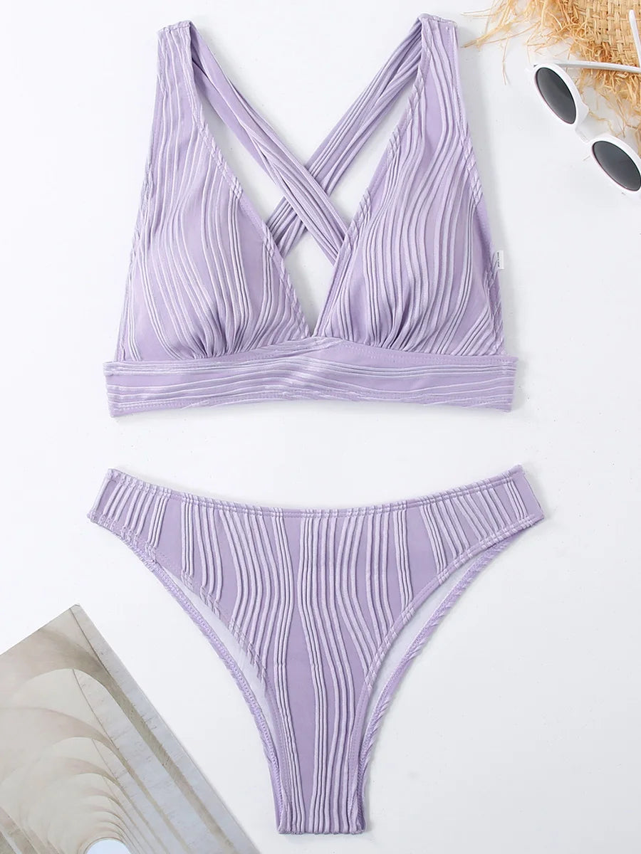 Bellanica - Crinkled High-Cut Bikini Set