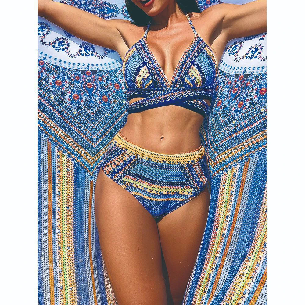 Bellanica - Vintage 3-Piece Halter Bikini Set