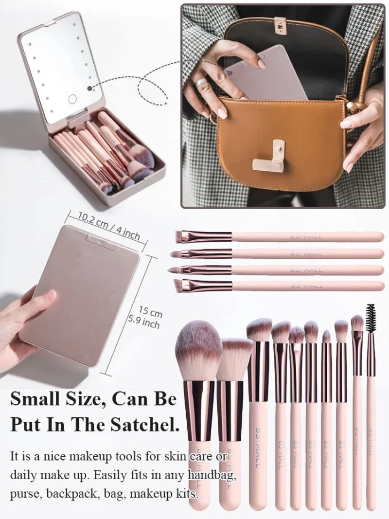 Bellanica - Lighted Makeup Mirror Brush Organizer
