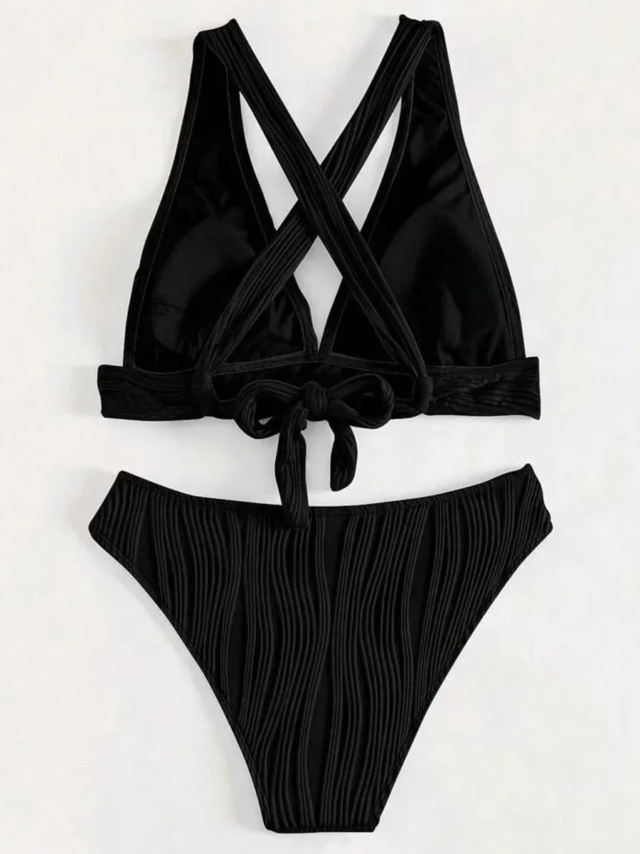 Bellanica - Crinkled High-Cut Bikini Set