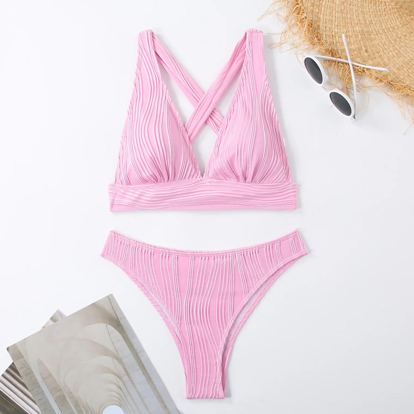 Bellanica - Crinkled High-Cut Bikini Set