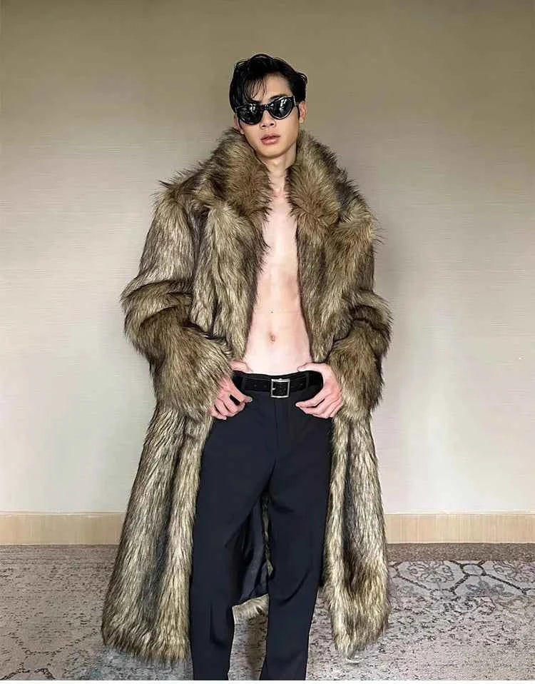 Men's Wolf Fur Overcoat