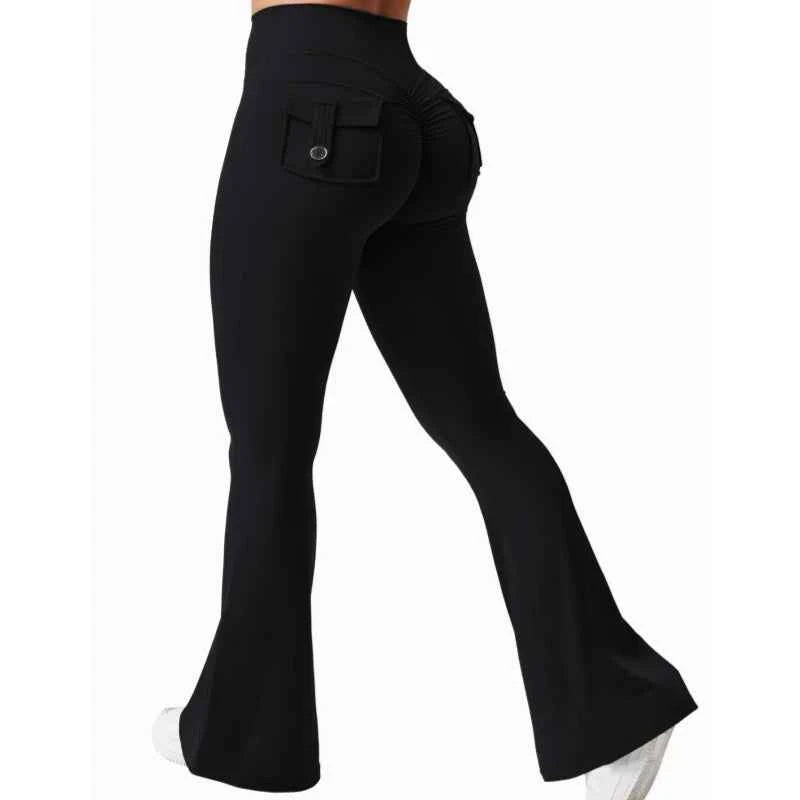 Wide-Leg Stretch Yoga Pants with Pockets