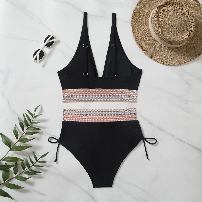 Bellanica - Drawstring High-Waist Bikini Set