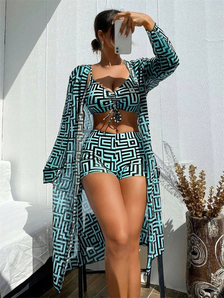 Bellanica - Lattice Bikini Set with Shorts