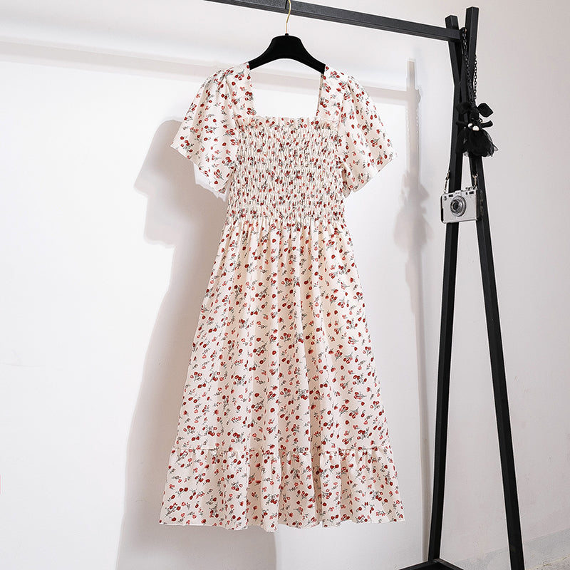 Bellanica - Floral Chiffon Pleated Midi Dress