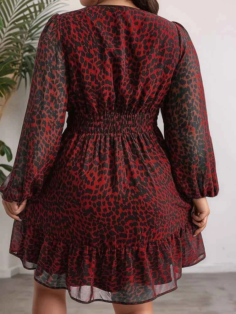 Sheer Jaguar Print Plus Dress