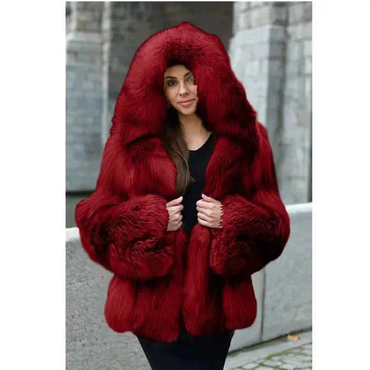 Warmth Fox Fur Coat Women's Large Size