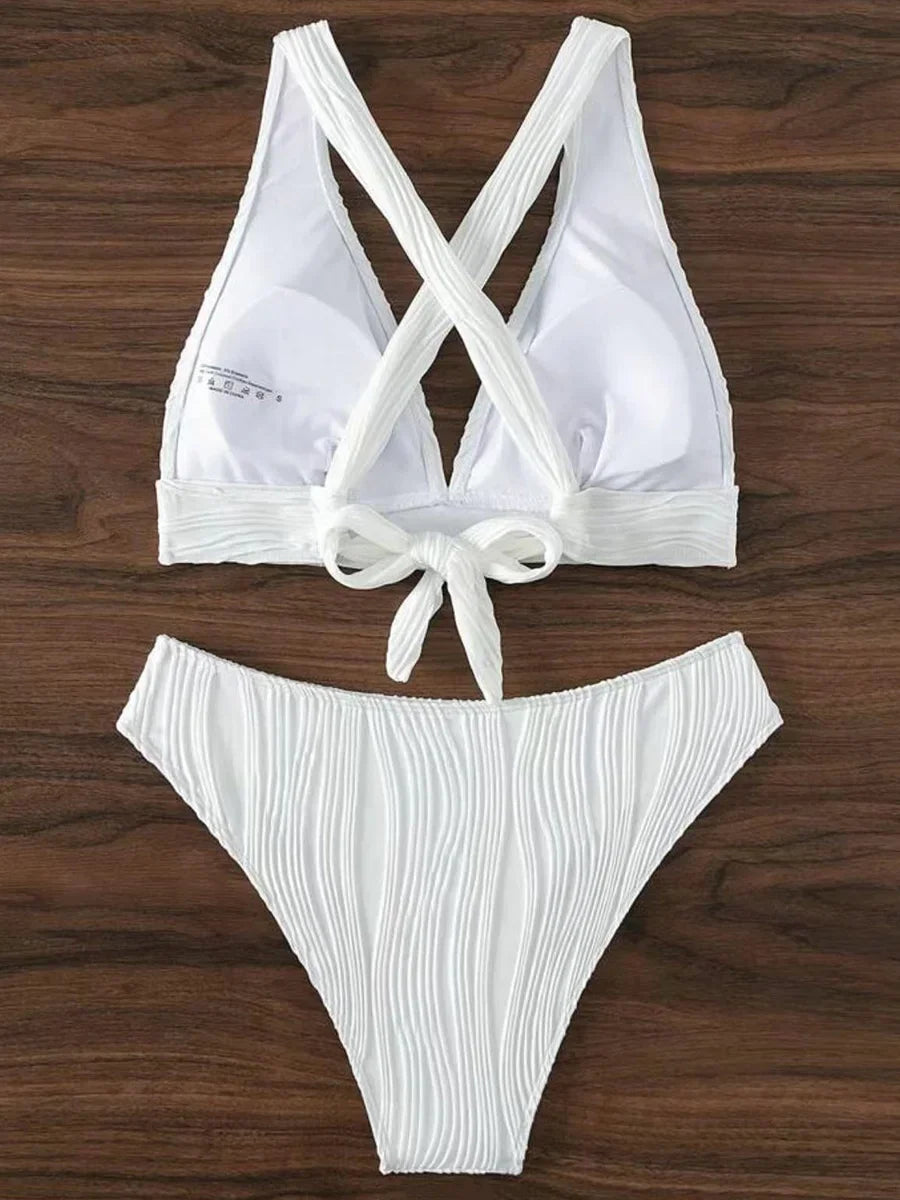 Bellanica - Crinkled High-Cut Bikini Set