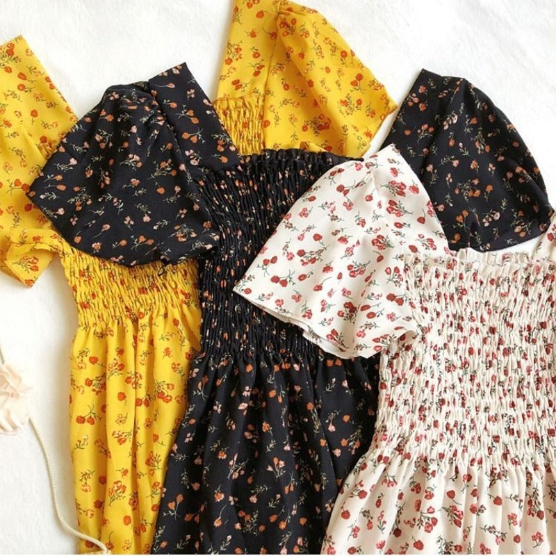 Bellanica - Floral Chiffon Pleated Midi Dress