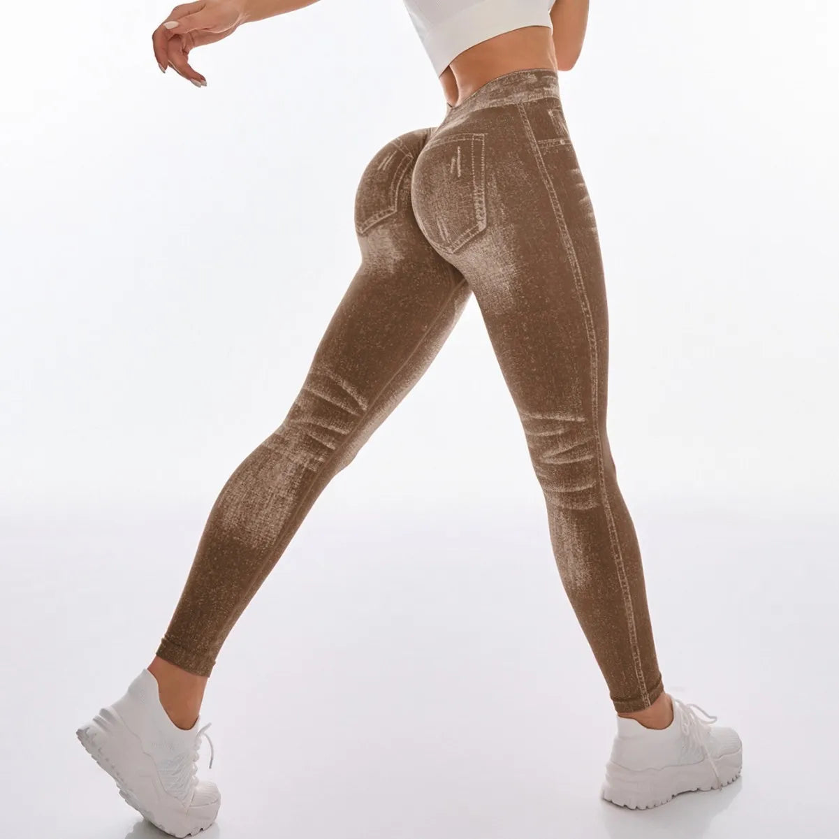 Bellanica - Seamless Faux Jeans Fitness Leggings