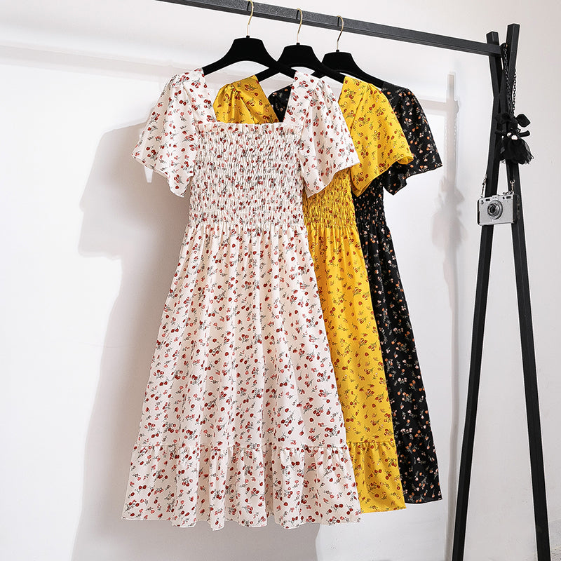 Bellanica - Floral Chiffon Pleated Midi Dress