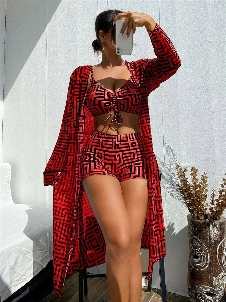 Bellanica - Lattice Bikini Set with Shorts