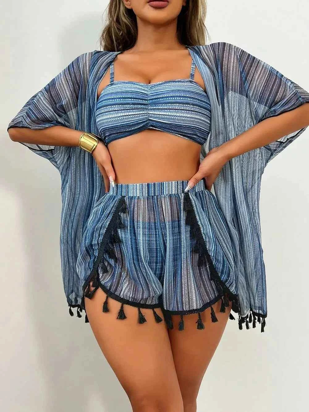 Tassel Bikini Set with Cover-Up