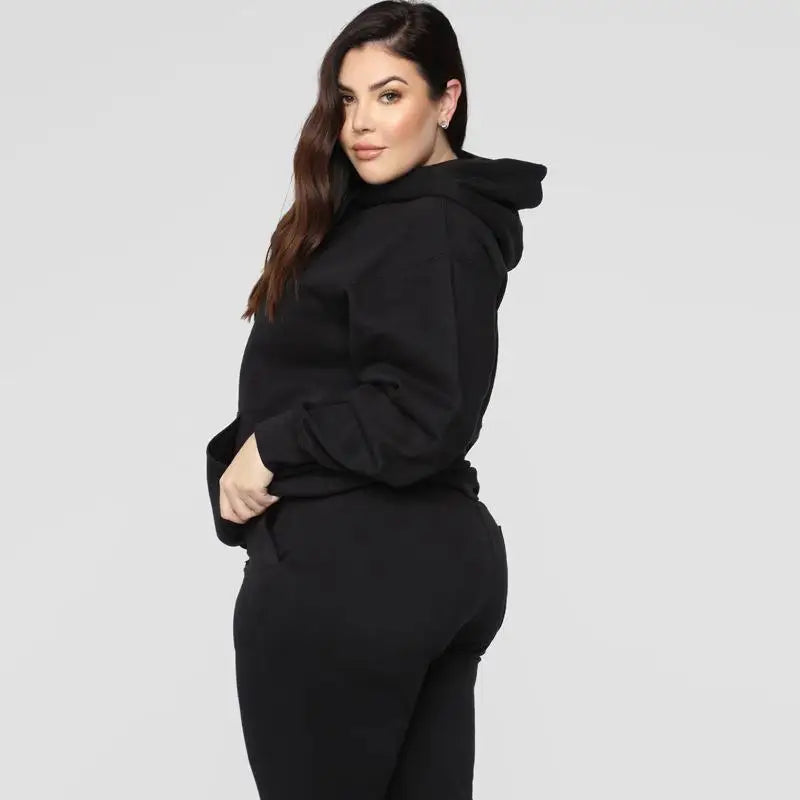Bellanica - Loose Plus-Size Hooded Sweater Suit