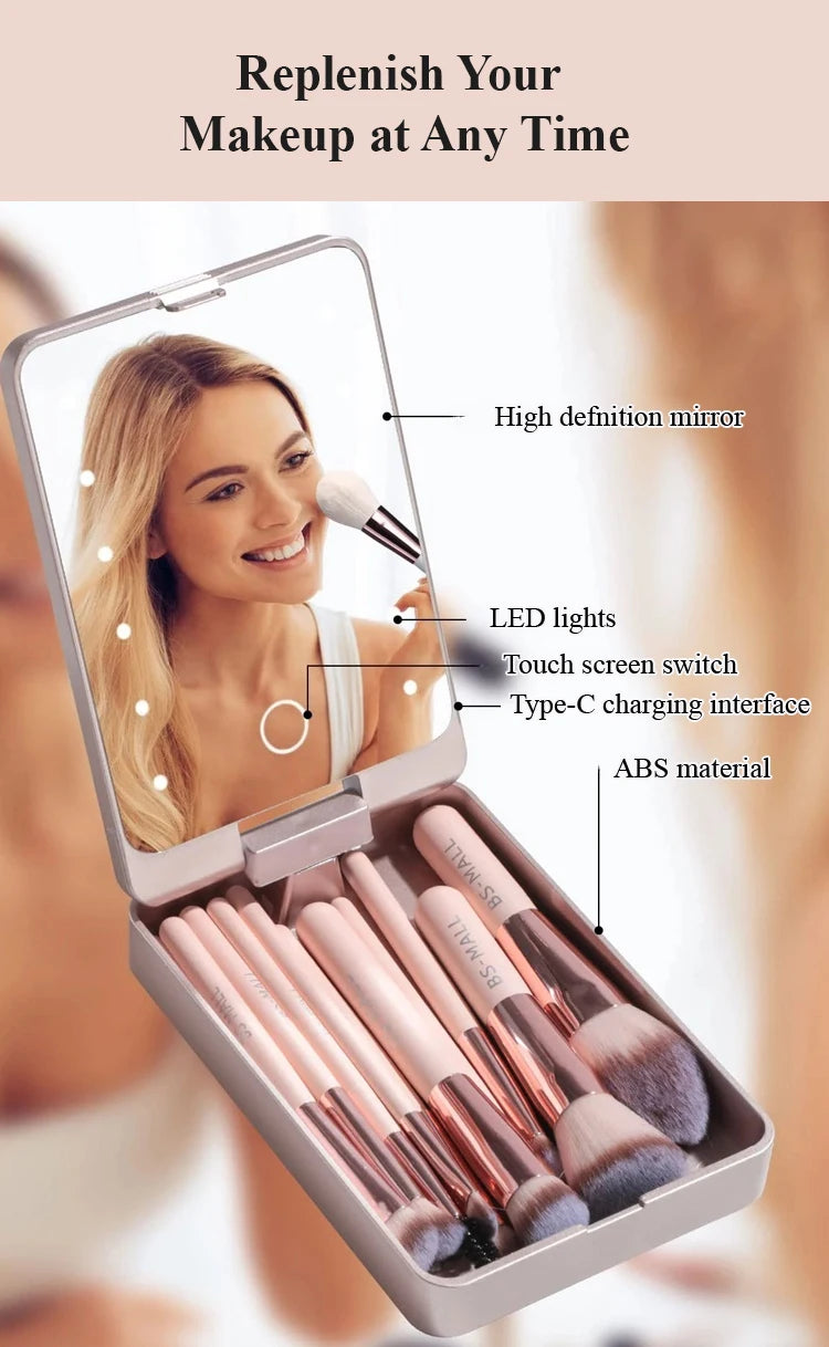 Bellanica - Lighted Makeup Mirror Brush Organizer
