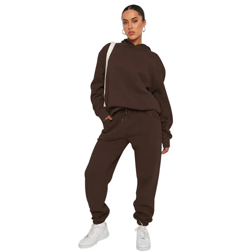 Bellanica - Women's Solid Hooded Sweatshirt Set