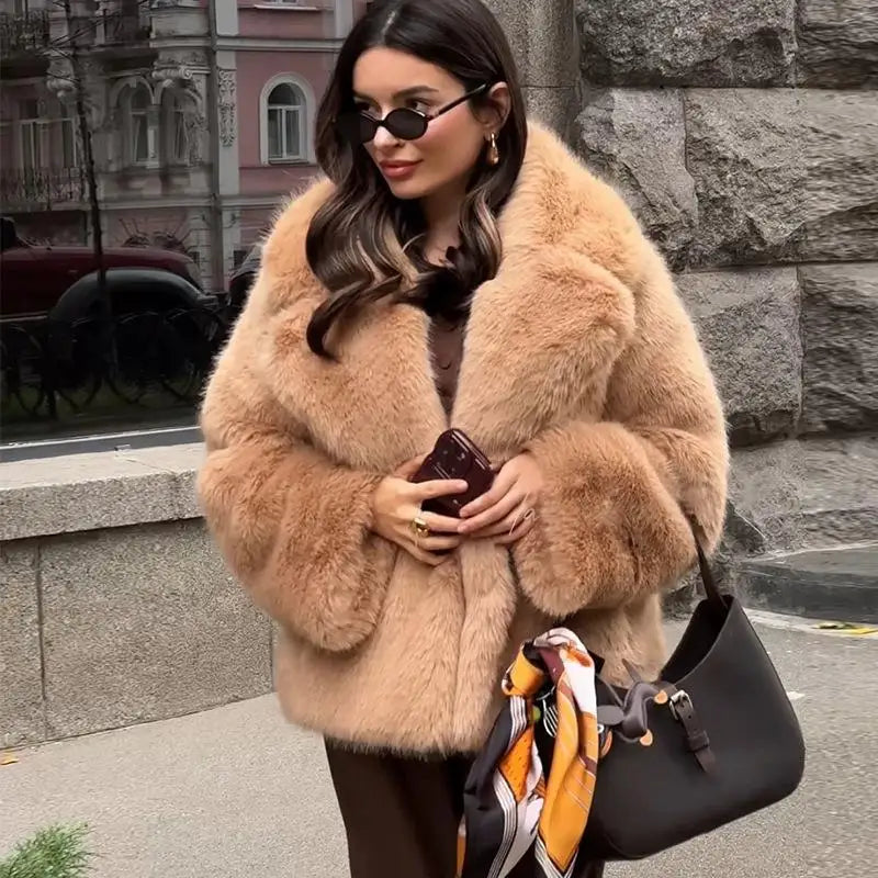 Bellanica - Luxury Warm Thick Faux Soft Fur Coat Women