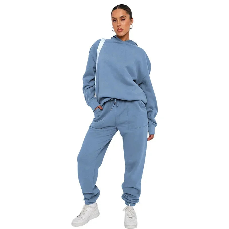 Bellanica - Women's Solid Hooded Sweatshirt Set
