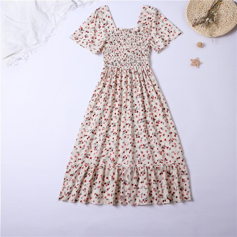 Bellanica - Floral Chiffon Pleated Midi Dress