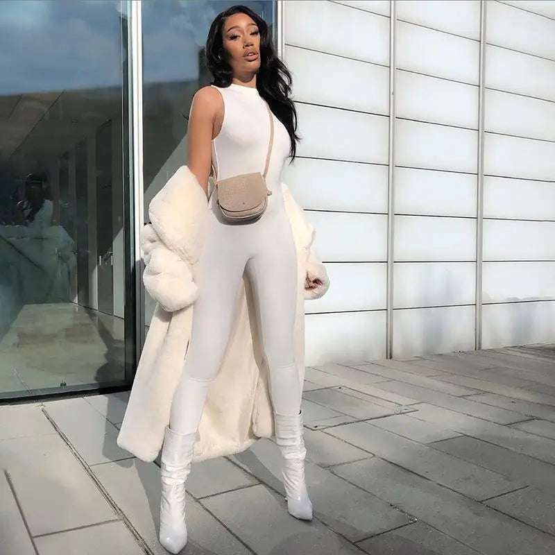 Bellanica - Slim Sleeveless Sporty Pencil Jumpsuit