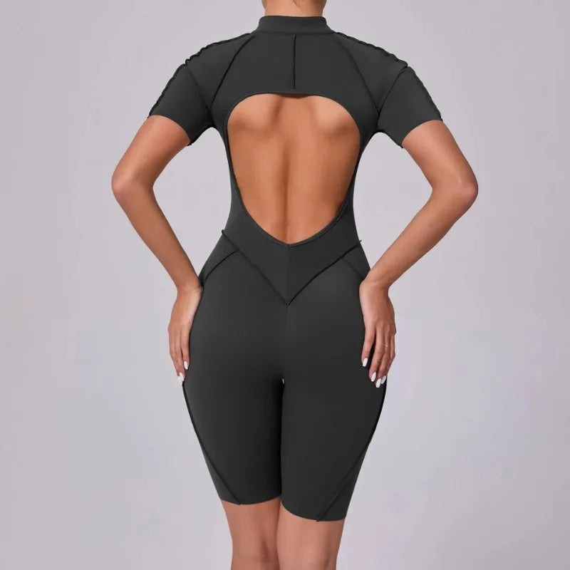 Bellanica - Seamless Zipper Yoga Gym Jumpsuit