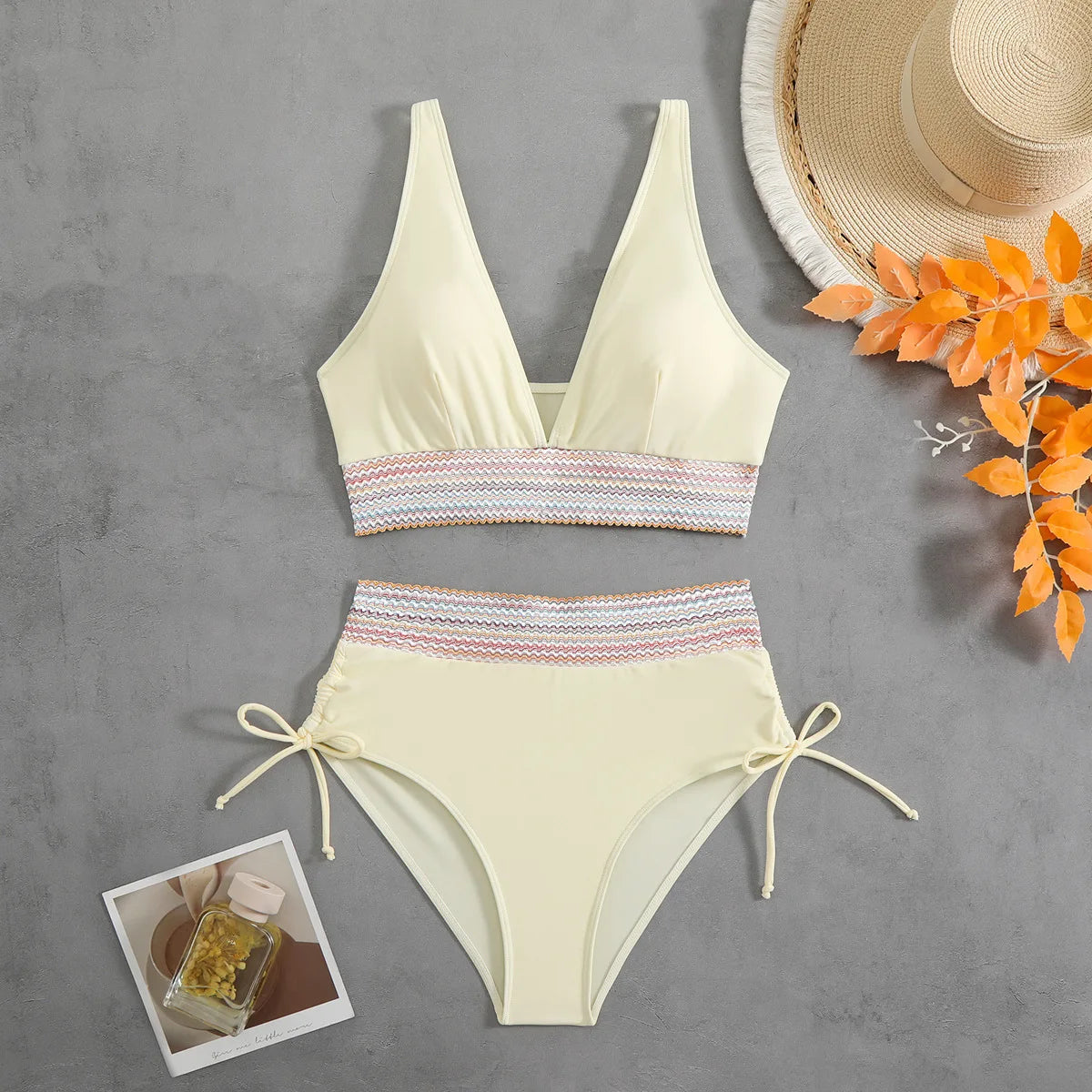 Bellanica - Drawstring High-Waist Bikini Set