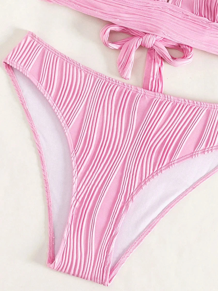 Bellanica - Crinkled High-Cut Bikini Set