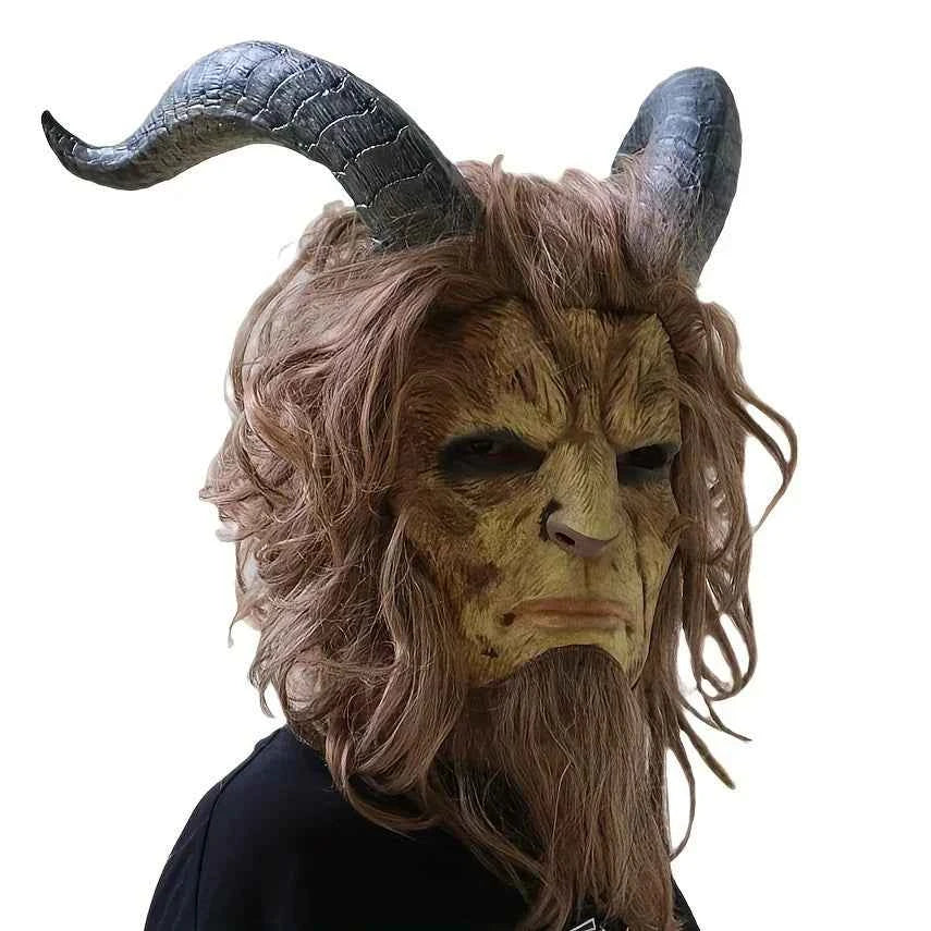 Menacing Goat Mask with Wig
