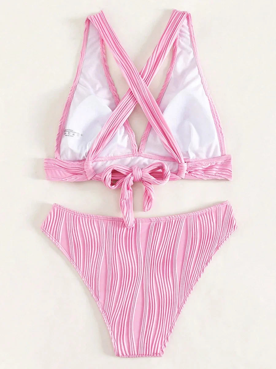 Bellanica - Crinkled High-Cut Bikini Set