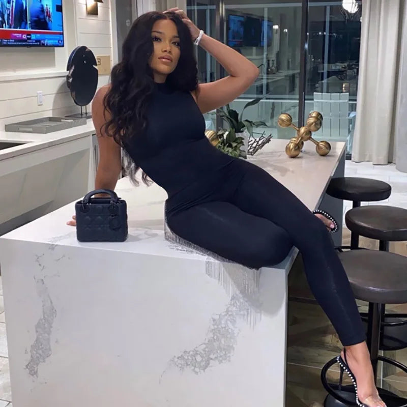 Bellanica - Slim Sleeveless Sporty Pencil Jumpsuit